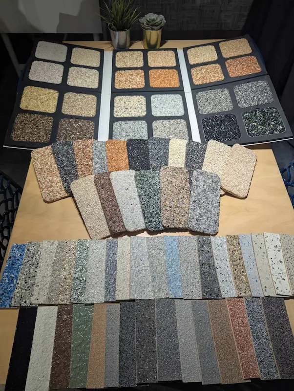 SAS MCF votre spécialiste terrassement, résine intérieure et résine extérieure, maçonnerie paysagère dans le Perche échantillon couleur résine
