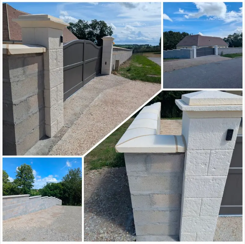 création de mur avec chapeau ancien par mcf terrassement