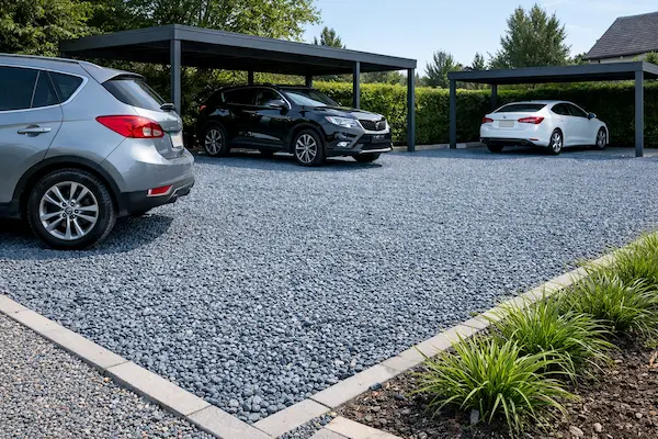 parking en graviers stabilisés vec mcf terrassement